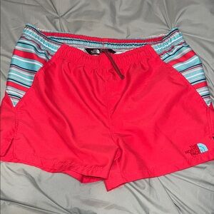The North Face Red and Striped Swim Shorts